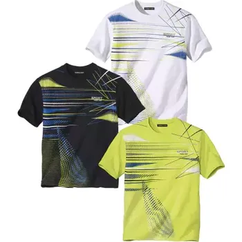 Atlas For Men Sada 3 sportovních triček s potiskem grafických motivů, Zelená, Velikost XL J9112