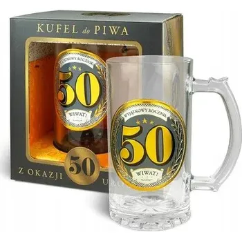 Sklenice PIVNÍ SKLENICE NA PIVO 450 ml ZDOBENÝ k 50. NAROZENINÁM 50 LET VÝJIMEČNÝ ROČNÍK VIVAT