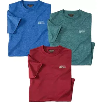 Atlas For Men Sada 3 triček z melírovaného polyesterového žerzeje, Zelená, Velikost L P2104