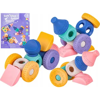 ostatní stavebnice Vzdělávací sada kostek SENSORICKÁ HRAČKA Měkké STAVEBNICE Figurky 13 ks