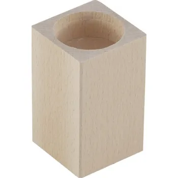 Svícen Galanteriadrew Dřevěný čtvercový svícen 5 cm – decoupage, přírodní buk