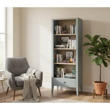 Knihovna Buková knihovna ROMA RT1 šedomodrá Úchyty: úchyt - černá