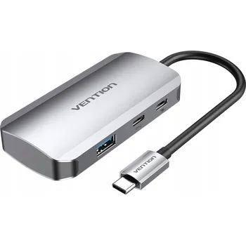 USB hub Dokovací stanice USB-C na USB-C, 3x USB 3.0, PD 0,15 m Vention TNDHB šedá