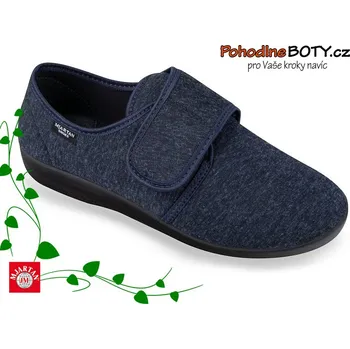 Pánská zdravotní obuv Pánské domácí papuče na suchý zip 652L238 (modro-šedé)