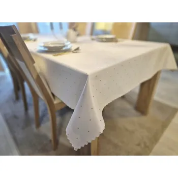 ubrus Luxusní ubrus na stůl bílý se zlatými tečkami - zlatý SW33 Rozměr ubrusu (šířka x délka): 110x160cm