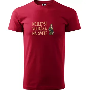 Pánské oblečení Sablio Tričko s potiskem Nejlepší vojačka na světě - červené M