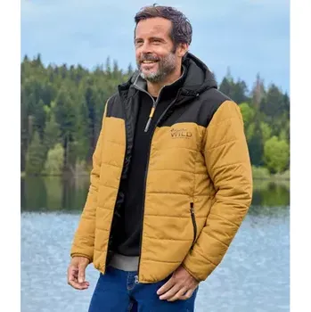 Atlas For Men Prošívaná bunda z kombinovaného materiálu s kapucí, Žlutá, Velikost 5XL Q2104