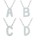 MN423-I Stříbrný náhrdelník s moissanity - písmeno - iniciály - iniciála "I"
