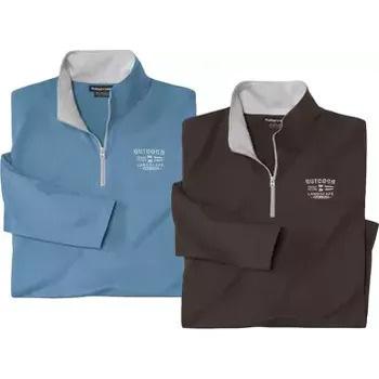 Atlas For Men Sada 2 podvlékacích polokošil se zipovým zapínáním u krku, Modrá, Velikost L Q2146