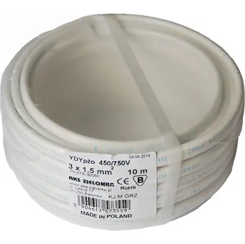 elektrický kabel Plochý elektrický instalační kabel YDYp AKS Zielonka 3 x 1,5