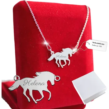 Náhrdelník Stříbrný Řetízek Náhrdelník 925 GRAVÍROVÁNÍ Kůň Dárek