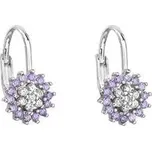 EG2202-VC Stříbrné náušnice s čirými a fialovými zirkony - květiny