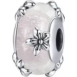 B0365 Stříbrný přívěšek korálek na náramek - květiny