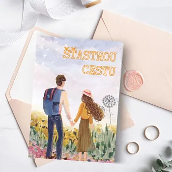 Svatební přání Šťastnou cestu - Otevírací přání (65 Kč)