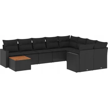 VidaXL 10dílná zahradní sedací souprava, polštáře černý PE ratan