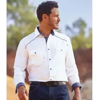 Atlas For Men Bílá košile ve westernovém stylu Bílá XXL