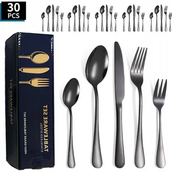 Příbor SADA PŘÍBORŮ PRO 6 OSOB 30 KS ČERNÉ