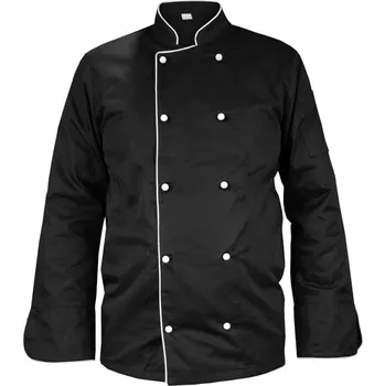 Gastro oděv Černá pánská kuchařská blůza s bílým lemováním – gastronomický plášť, dlouhý rukáv (XXL)