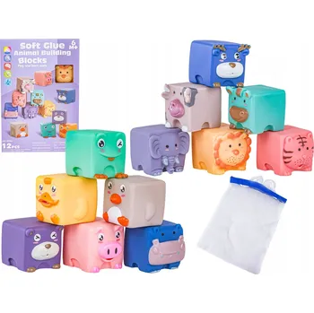 ostatní stavebnice Vzdělávací sada kostek pro BATOLATA, SENZORICKÁ HRAČKA Měkké STAVEBNICE 12 kusů