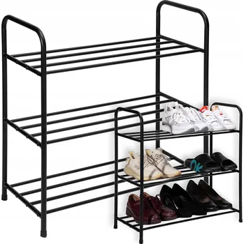 Botník BOTNÍK KOVOVÝ STOJAN ČERNÁ 3 POLICE ORGANIZÉR LOFTOVÝ REGÁL