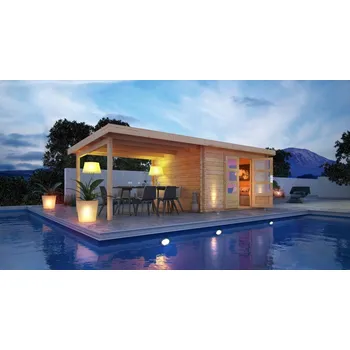 Zahradní stavba Dřevěný zahradní domek BASTRUP 7 s přístavkem Lanitplast