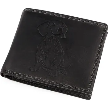 Peněženka Pánská peněženka kožená pro myslivce, rybáře, motorkáře 9,5x12 cm Varianta: 29 černá pejsek, Balení: 1 ks