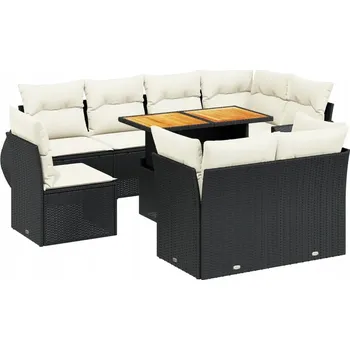 Sada zahradního nábytku z umělého ratanu VidaXL černá, 9 ks