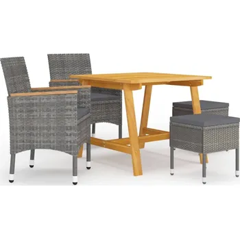 Sada zahradního nábytku z umělého ratanu VidaXL šedá 5 ks