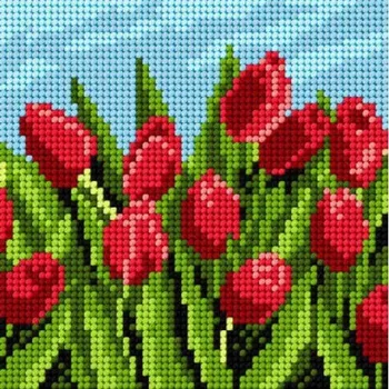 Tištěná předloha pro výšivku - 15 x 15 cm - Tulipány