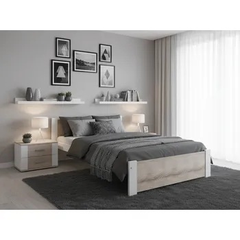 Postel IKAROS 90 x 200 cm, bílá/dub sonoma Rošt: Bez roštu, Matrace: Matrace Deluxe 10 cm