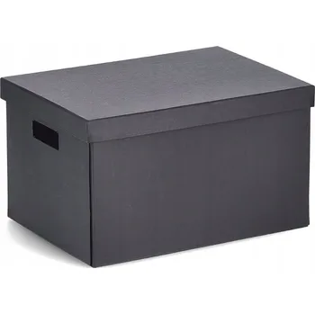 Úložný box KRABICE S VÍKEM pro skladování hladká ČERNÁ