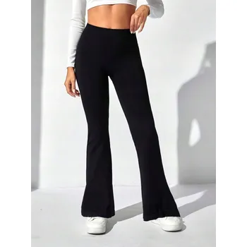 Dámské legíny SHEIN ČERNÉ LEGÍNY ZVONOVÉHO STŘIHU (S)