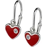 ZB53315-RDP Dětské stříbrné náušnice - srdíčka červená - srdce