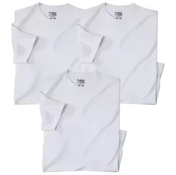 Atlas For Men Sada 3 bílých triček s kulatým výstřihem , Bílá, Velikost XL CW114