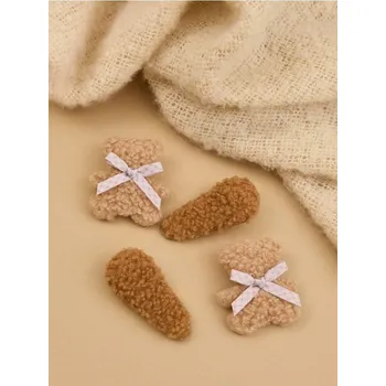 Sinsay - Plyšové sponky do vlasů 4 pack - hnědá - 068GR-84X - 068GR-84X-ONE