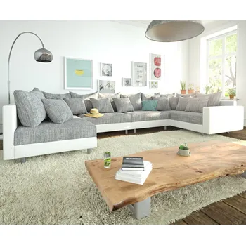 Pohovka Pohovka ve tvaru "U" Clovis XL bílá světle šedá modulární