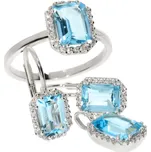 Zlatnictví Helios Souprava z bílého zlata s topazem a brilianty Materiál: Bílé zlato, Kameny: S Diamanty, Šperk: Náušnice