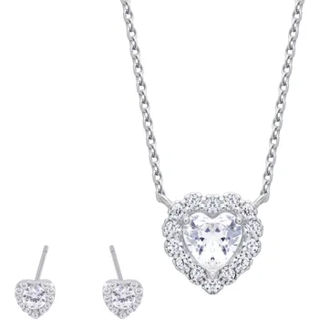 Souprava šperků SET 350 Stříbrný řetízek a náušnice se srdíčky