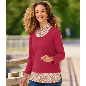 Dámský svetr Atlas For Men Svetřík 2 v 1 s košilovými vsadkami , Růžová, Velikost 36-38 ZU205