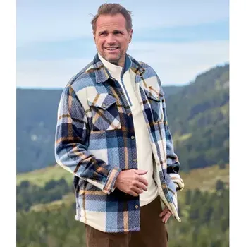 Pánská parka Atlas For Men Fleecová svrchní košile zateplená umělým beránkem, Kostkovaná, Velikost 3XL N8114