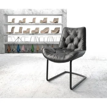 Jídelní židle Jídelní židle Taimi-Flex černá pravá kůže konzolová podnož