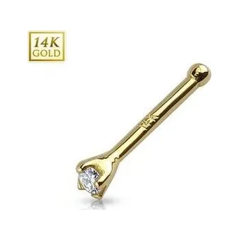 Piercing ZL01041-YG Zlatý piercing do nosu - čirý zirkon 1,5 mm, Au 585/1000
