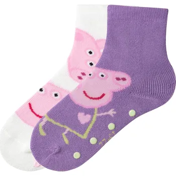 Dívčí termo ponožky, 2 páry (lila fialová / bílá, 23/26)
