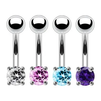 Piercing BP01027-C Stříbrný piercing do pupíku, zirkon - čirá