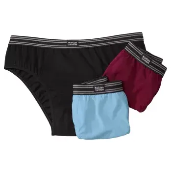 Slipy Atlas For Men Sada 3 jednobarevných slipů, Modrá, Velikost M J0156