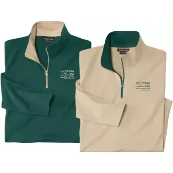 Atlas For Men Sada 2 podvlékacích mikin Outdoor se zipovým zapínáním u krku , Zelená, Velikost 4XL Q3120