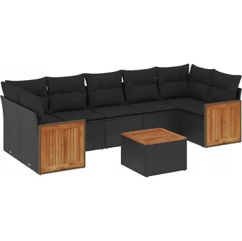 Zahradní nábytek set plast VidaXL černý 8 dílů