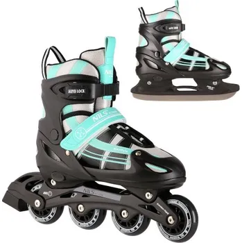 Kolečkové brusle Nils Extreme NH18366A 2v1 modré/zelené, 39-42