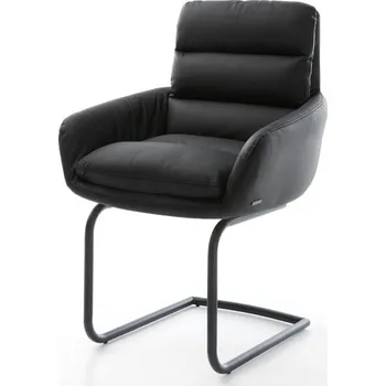 Jídelní židle Jídelní židle Abelia-Flex s područkami pravá kůže černá