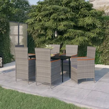 Sada zahradního nábytku z umělého ratanu VidaXL šedá 7 ks